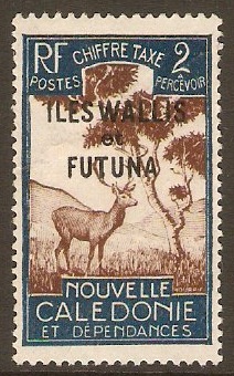 Wallis and Futuna 1930 2c Chocolate and blue-Postage Due. SGD85.