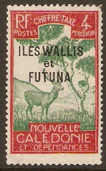 Wallis and Futuna 1930 4c Green and carmine-Postage Due. SGD86.