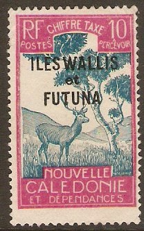 Wallis and Futuna 1930 10c Blue and claret-Postage Due. SGD88.