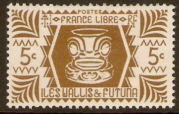 Wallis and Futuna 1944 5c Olive-brown. SG126.