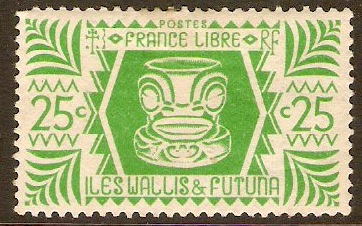 Wallis and Futuna 1944 25c Emerald-green. SG128.