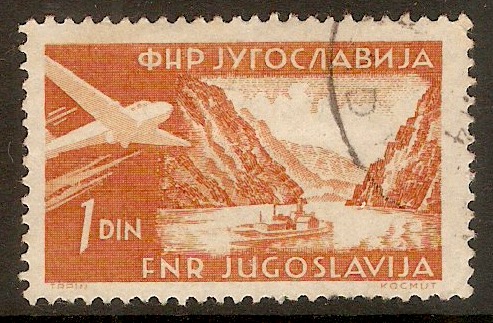 Yugoslavia 1951 1d Brown-orange - Air series. SG675.