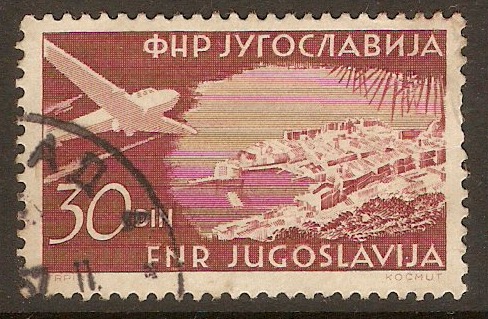 Yugoslavia 1951 30d Claret - Air series. SG681.