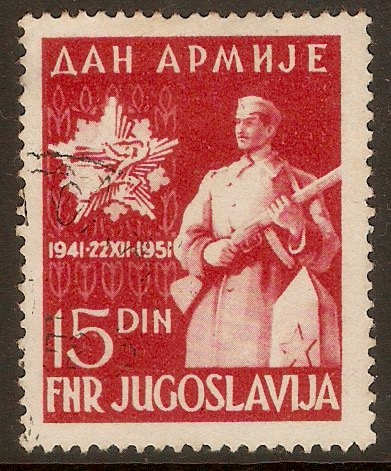 Yugoslavia 1951 15d Army Day series. SG725.
