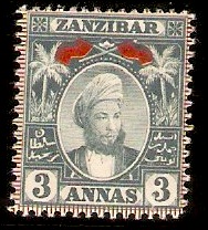 Zanzibar 1896 3a Grey. SG162.