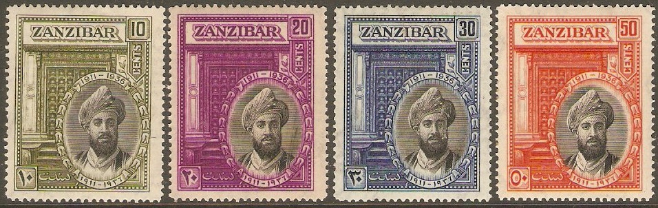 Zanzibar 1936 Sultan's Jubilee set. SG323-SG326.