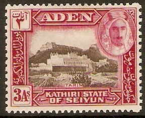Kathiri State 1942 3a Sepia and carmine. SG7.