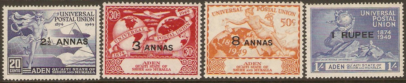 Qu'aiti State 1949 UPU Anniversary Set. SG16-SG19.