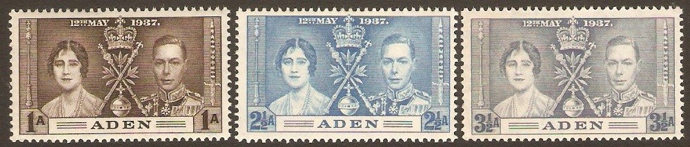 Aden 1937 Coronation Set. SG13-SG15.