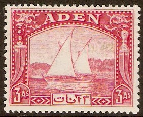 Aden 1937 3a Carmine. SG6.
