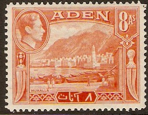 Aden 1939 8a Red-orange. SG23.