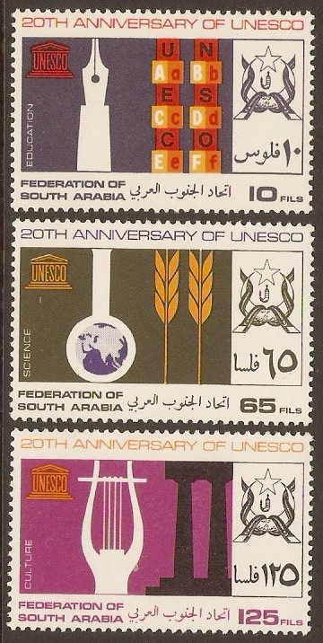 South Arabia 1966 UNESCO Anniversary Set. SG27-SG29.