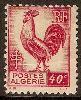 Algeria 1942 1f Green - Gallic Cock series. SG225.