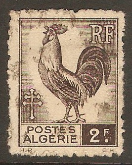Algeria 1942 2f Sepia - Gallic Cock series. SG227.
