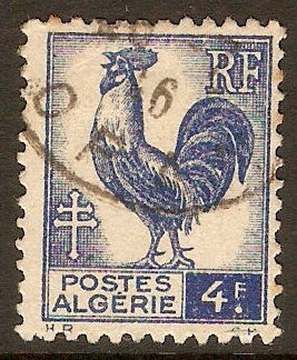 Algeria 1942 4f Ultramarine - Gallic Cock series. SG228.