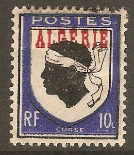 Algeria 1945 10c Arms of Corsica stamp. SG247.