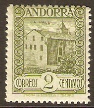 Andorra 1929 2c Yellow-green. SG14A.