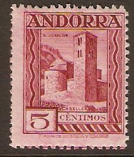 Andorra 1929 5c Claret. SG15A.