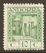 Andorra 1929 10c Green. SG16A.