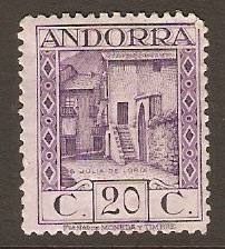 Andorra 1929 20c Violet. SG18A.