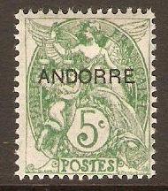 Andorra 1931 5c Green. SGF5.