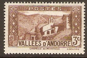 Andorra 1932 3c Brown. SGF26.