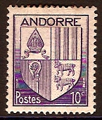 Andorra 1944 10c violet. SGF97.