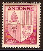 Andorra 1944 30c carmine. SGF98.