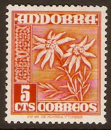 Andorra 1948 5c Orange. SG42.