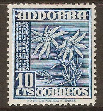 Andorra 1948 10c Deep blue. SG43.