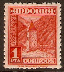 Andorra 1948 1p Orange-vermilion. SG50.
