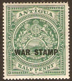 Antigua 1916 d Green - War Stamp (Black). SG52.