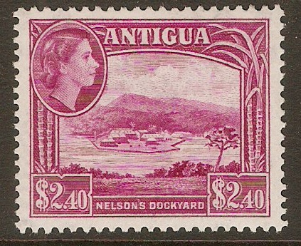 Antigua 1953 $2.40 Bright reddish purple. SG133. - Click Image to Close