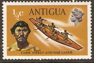 Antigua 1970 c War Canoe Stamp. SG269.