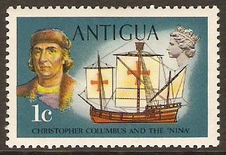 Antigua 1970 1c Columbus and the Nina Stamp. SG270.