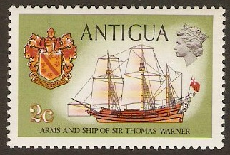 Antigua 1970 2c Thomas Warner Arms and Ship. SG271.