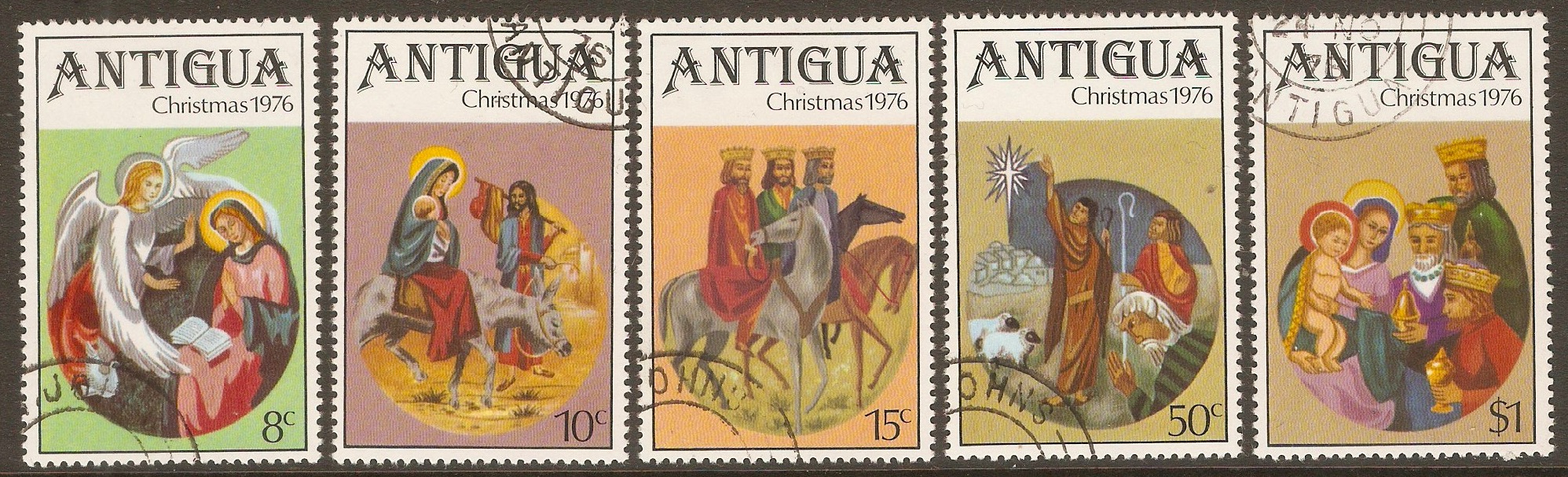 Antigua 1976 Christmas set. SG514-SG518.