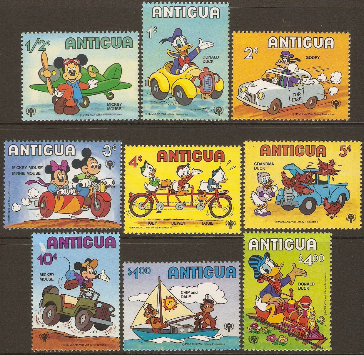 Antigua 1980 Disney Characters Set. SG637-SG645.
