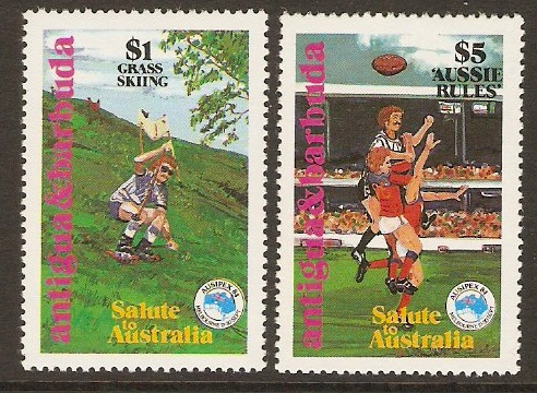 Antigua 1984 Stamp Exhibition Set. SG875-SG876.