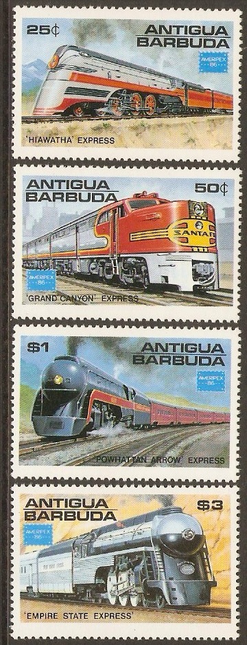 Antigua 1986 American Trains Set. SG1014-SG1017.