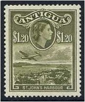 Antigua 1953 $1.20 Yellowish Olive. SG132a.