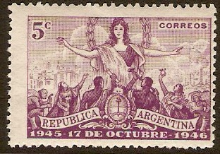 Argentina 1946 5c mauve. SG783.
