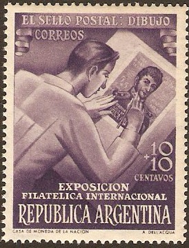 Argentina 1950 10c + 10c violet. SG820.