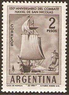Argentina 1961 Naval Battle Stamp. SG1007.