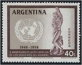 Argentina 1959 Human Rights Declaration Stamp. SG939.