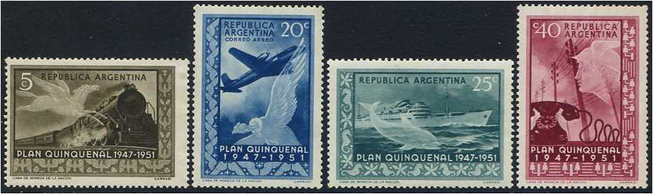 Argentina 1951 Five Year Plan Stamp Set. SG828-SG831.