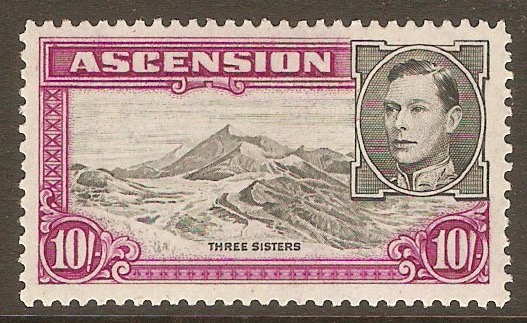 Ascension 1938 10s Black and bright purple. SG47a. - Click Image to Close