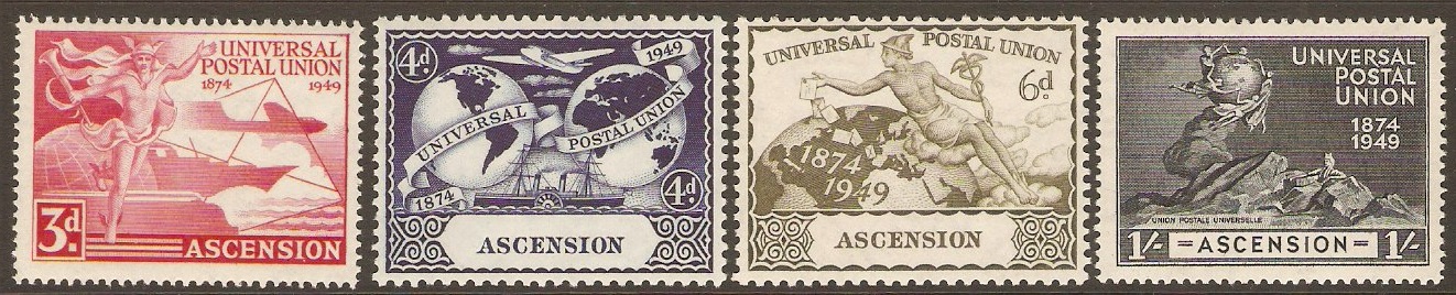 Ascension 1949 UPU 75th Anniversary Stamp Set. SG52-SG55.