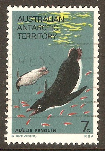Australian Antarctic 1973 7c Adelie Penguin. SG25.