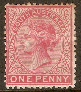 South Australia 1876 1d Scarlet. SG176a.